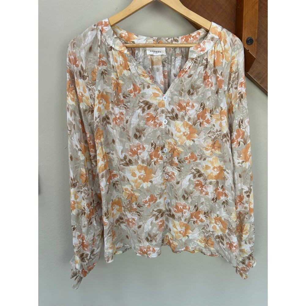 Andree by Unit Floral Blouse Boho Peasant cottage Beachy minimalist quietluxury